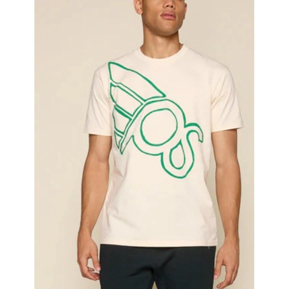 Psundays Pickleball T-Shirt Men's M Ecru Flying P Tee Combed Cotton Tailored Fit
